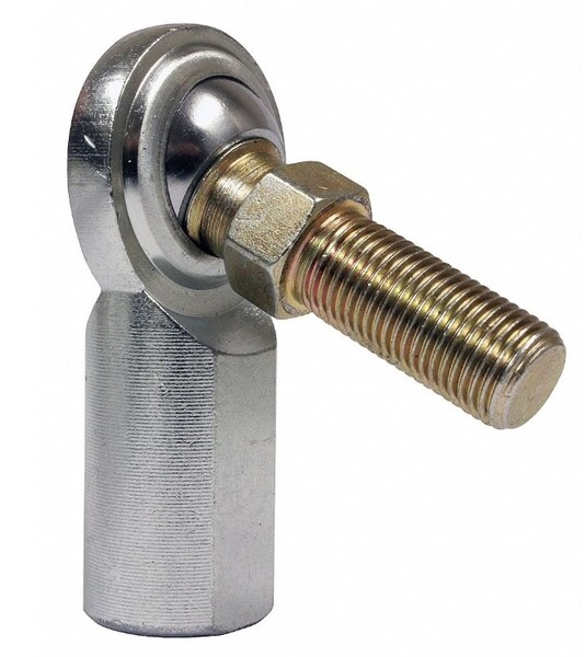 3/8-24 PLATED STEEL ROD END, SPHERICAL, FEMALE (HEIM) W/STUD, LEFT HAND